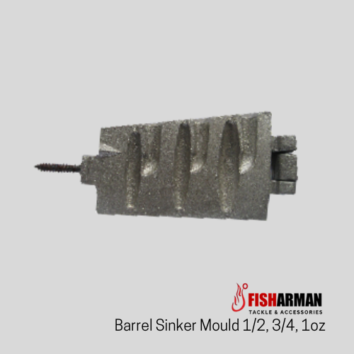Barrel Fishing Sinker Mould 1/2, 3/4, 1oz from Fisharman Fishing Tackle Supplies